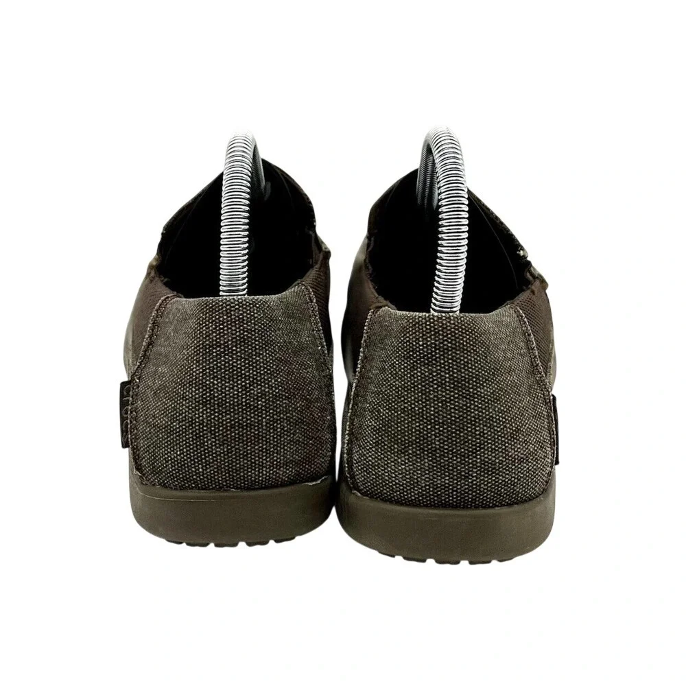 Crocs Santa Cruz Mens 7M Espresso Brown Canvas Slip On‎ Loafers 202056